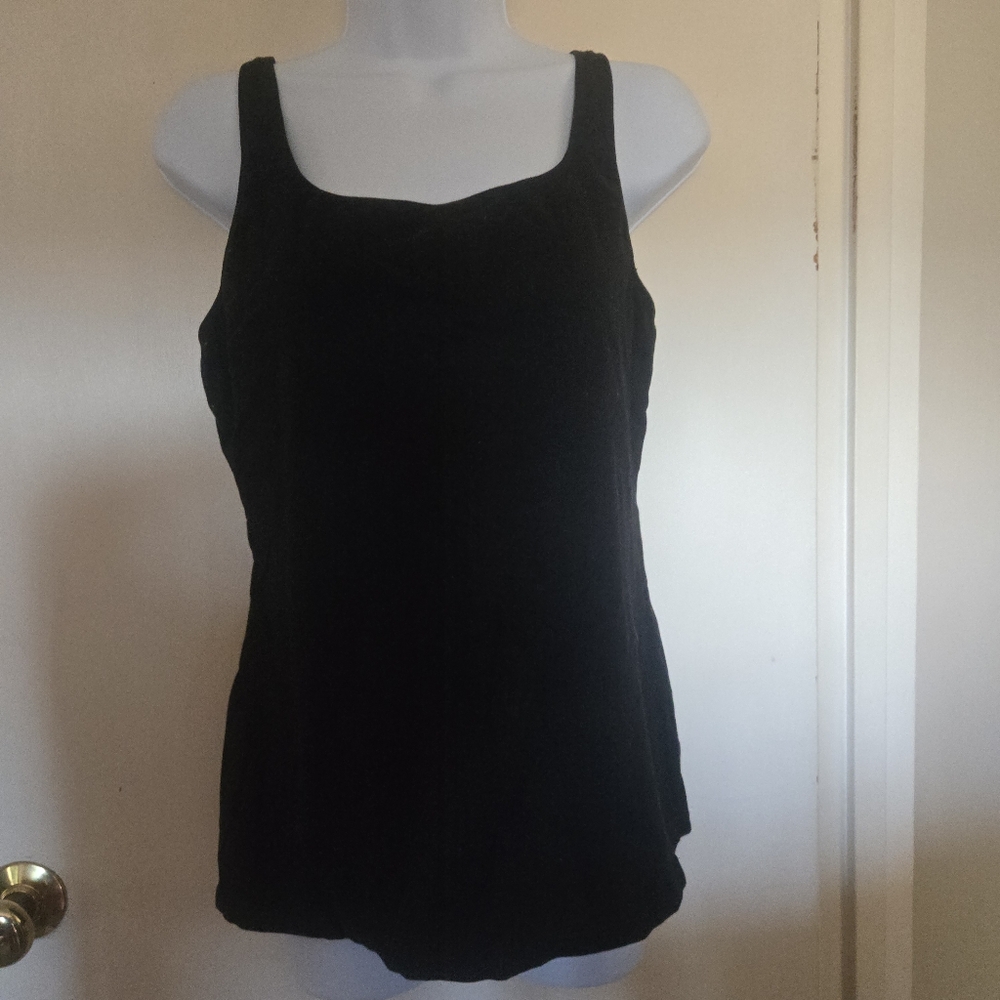 V For City- Women's- Fitted Black Tank Top- with Wide Adjustable Straps- Large